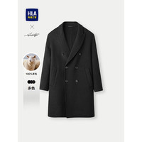 海澜之家（HLA）大衣男24轻商务经典系列纯羊毛外套男冬季 黑色05 165/84A S114~124斤
