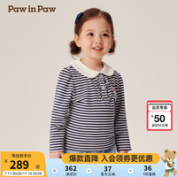 PawinPaw卡通小熊童装2024年秋冬女宝长袖POLO T Navy藏青色/59 90cm