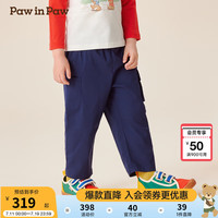 PawinPaw卡通小熊童装2024年秋冬男宝工装风休闲裤帅气时尚 Navy藏青色/59 90cm