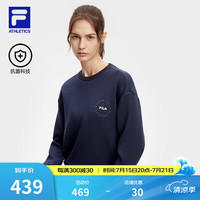 FILA 斐乐女子套头卫衣2024春抗菌运动宽松针织上衣 深辰蓝-NV 170/88A/L