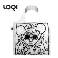 LOQI 凯斯哈林插画系列购物袋整理收纳袋涂鸦艺术轻便随行包多用途环保 安迪鼠