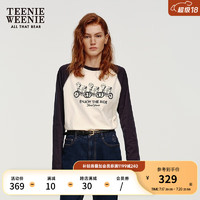 Teenie Weenie小熊2024年撞色插肩袖T恤长袖休闲运动风上衣女 藏青色 165/M