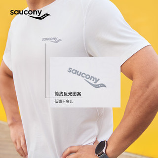 Saucony索康尼专业运动短袖T恤男春季速干运动上衣男吸汗透气跑步健 粉白【100%聚酯纤维】 S(165/88A)