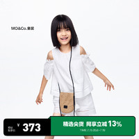 little MO&Co.little moco童装24夏装新款女童纯棉刺绣露肩短袖上衣KBD2TOP003 本白色 110/52