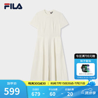 FILA 斐乐女子针织连衣裙2024秋季时尚休闲舒适收腰长裙 茭白-IV XS 155/76A