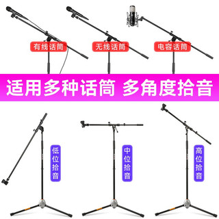 Soundking 话筒支架落地升降话筒架落地式舞台麦克风支架演出会议电容麦防震架 S36专业金属加重款（送手机夹）