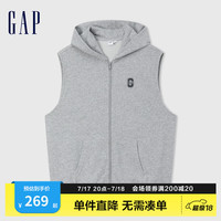 Gap男女装2024初秋新款毛圈布无袖拉链连帽卫衣可叠穿马甲637168 海军蓝 165/84A(XS)亚洲尺码