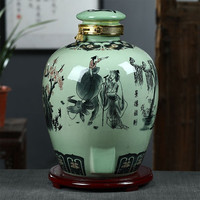 瓷芸景德镇陶瓷酒缸带密封带盖家用白酒罐复古风空酒瓶泡酒瓶存酒坛子 牧童酒家-青釉 20斤带龙头（空瓶