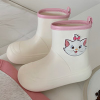 细细条（XIXITIAO）玛丽猫雨鞋女户外穿防滑可爱卡通水鞋成人亲子雨靴胶鞋ins 奶白色 单层 【软萌玛丽猫】 34 34-35内长21.5cm