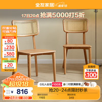 全友家居原木风餐桌椅组合家用小户型客厅吃饭桌子学习办公桌670256 原木色】餐椅B(1包2把)