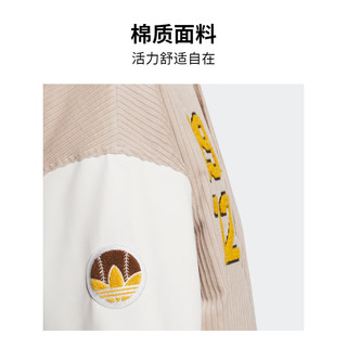 adidas校园风飞行员运动立领夹克外套女装阿迪达斯三叶草 浅褐/白 A/XL