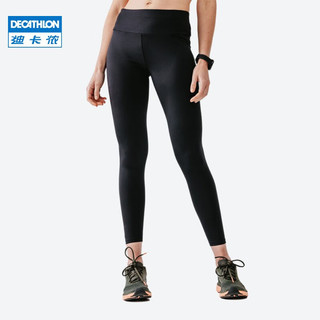 迪卡侬（DECATHLON）紧身裤女春秋速干外穿瑜伽裤提臀高腰跑步运动裤RUNW 静谧黑-长裤 175/76A/M