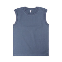 俏佳人男士纯棉背心 重磅宽肩无袖坎肩可外穿透气宽松款上衣 雾霾蓝 2XL 2XL(180-200斤)