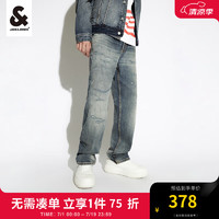 杰克·琼斯（JACK&JONES）休闲长裤潮酷百搭做旧刮破直筒弹力水洗牛仔裤子男223332004 中牛仔蓝E42 180/86A/LRW腰加宽