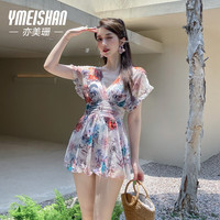 亦美珊 YI MEI SHAN泳衣女2024连体裙式保守显瘦遮肚遮肉度假 多彩印花 XXL 