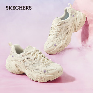 斯凯奇（Skechers）花心熊机甲鞋春夏款女鞋厚底增高老爹鞋休闲运动鞋896186-OFPK 米白色粉色/OFPK 35.5尺码偏大半码,选小半码