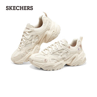 斯凯奇（Skechers）花心熊机甲鞋春夏款女鞋厚底增高老爹鞋休闲运动鞋896186-OFWM 米白色/淡紫色/OFWM 37尺码偏大半码,选小半码