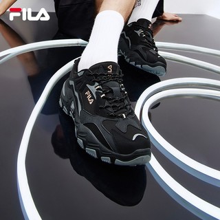 FILA 斐乐掠夺者跑步鞋春夏撞色男款休闲运动鞋 黑/中灰-BM 40