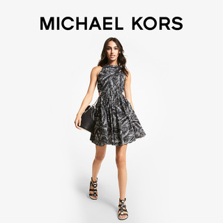 MICHAEL KORS 女士棕榈叶印花无袖露腰连衣裙