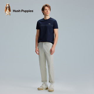 Hush Puppies暇步士男装夏季弹力舒适时尚质感短袖圆领衫 墨蓝色 M