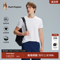 Hush Puppies暇步士男装夏季弹力舒适时尚质感短袖圆领衫 奶昔白 2XL