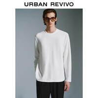 URBAN REVIVO 男士静奢风植物系正肩套头长袖T恤 UMM440014 本白 XS