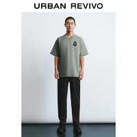 URBAN REVIVO 男士趣味撞色怪兽图案棉质短袖T恤 UMY440003 冷灰 XL