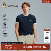 Hush Puppies暇步士男装夏季高弹柔软经典休闲短袖 墨蓝色 XL