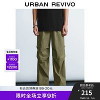 URBAN REVIVO UR2024秋季男装休闲户外系绳贴袋宽松宽腿裤UMY640002 深棕绿 29