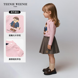 Teenie Weenie Kids小熊童装24秋季女宝宝可爱小熊印花长袖T恤 象牙白 120cm