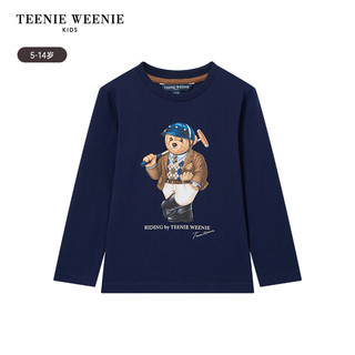 Teenie Weenie Kids小熊童装24秋季款男童经典可爱小熊印花长袖T恤 藏青色 140cm