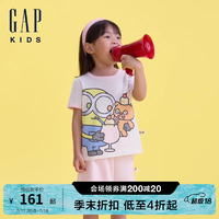 GAP【小黄人联名】女幼童2024夏季纯棉短袖T恤儿童装562525 白色 90cm(1-2岁) 亚洲尺码