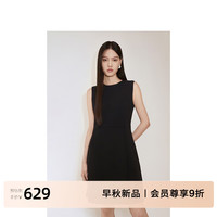 ochirly欧时力 A字无袖连衣裙收腰小黑裙气质高级感2024秋季 黑色 XL