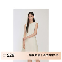 ochirly欧时力 A字无袖连衣裙收腰小黑裙气质高级感2024秋季 米白 S