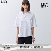 LILY2024夏改良新中式纯色斜门襟时尚百搭通勤口袋纯色衬衫女 601白色 M