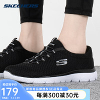 移动端、京东百亿补贴：SKECHERS 斯凯奇 女鞋一脚蹬懒人鞋户外跑步运动鞋舒适百搭网面休闲健步鞋 黑色/白色BKW买家秀返5 3