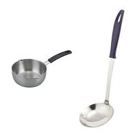 WAHEI FREIZ 雪平锅不锈钢汤锅煮奶锅 日本进口煮面锅 雪平锅18cm VR-8338(锅+汤勺+漏勺）