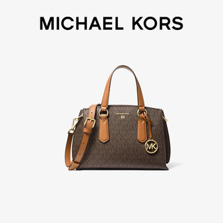 MICHAEL KORS 迈克·科尔斯 奢侈品 女士EMMA系列中号手提单肩包棕色/橡子PVC 30S1GENS1B BRN/ACORN