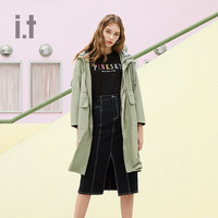 it b+ab女装长外套春季休闲时尚对称口袋抽绳连帽0114JE