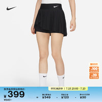 耐克（NIKE）女子速干褶裥网球半身裙秋季不对称百褶裙拼接DR6850 010黑/白 M