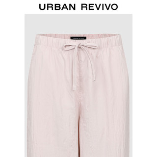 URBAN REVIVO 女士街潮微皱肌理贴袋系绳束脚裤 UYY640002 粉红 M