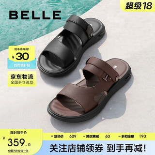 BeLLE 百丽 凉鞋男夏季商场同款爸爸沙滩拖鞋7YG01BL3 黑色1 43