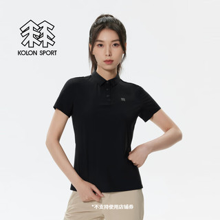 KOLON SPORT/可隆POLO衫 女子户外凉感运动COLDBLACK热压防晒UPF50+短袖 LKPT4AN112-BK 黑色 XS