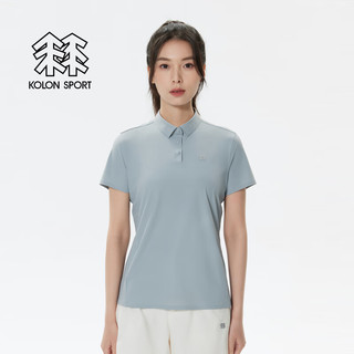 KOLON SPORT/可隆POLO衫 女子户外凉感运动COLDBLACK热压防晒UPF50+短袖 LKPT4AN112-LB 浅蓝色 XS