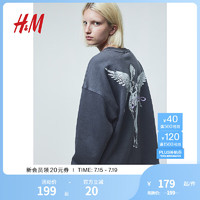 H&M【涅槃乐队】女装卫衣简约柔软大廓形印花上衣1163238 深灰色/Nirvana 170/116