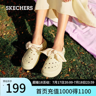 斯凯奇（Skechers）女鞋fafa洞洞鞋子女时尚夏季蝴蝶结凉拖沙滩鞋拖鞋女111494 亮黄色/YEL 39