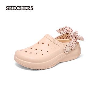 斯凯奇（Skechers）女鞋fafa洞洞鞋子女时尚夏季蝴蝶结凉拖沙滩鞋拖鞋女111494 裸粉色/BLSH 40