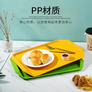 今万福 商用PP托盘长方形茶盘塑料加厚防滑加宽扶手方盘 食堂水果盘黑色 黑色【pp材质加厚耐摔款】