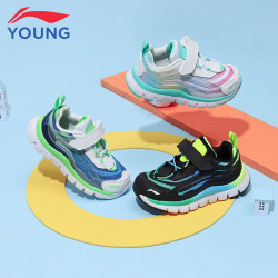 lining李宁童鞋儿童运动鞋男女小童时装周极光天行薄款缓震透气时尚