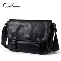 CaeliKeleie 男士单肩包男包休闲商务男士斜挎包轻便时尚大容量K249 黑色